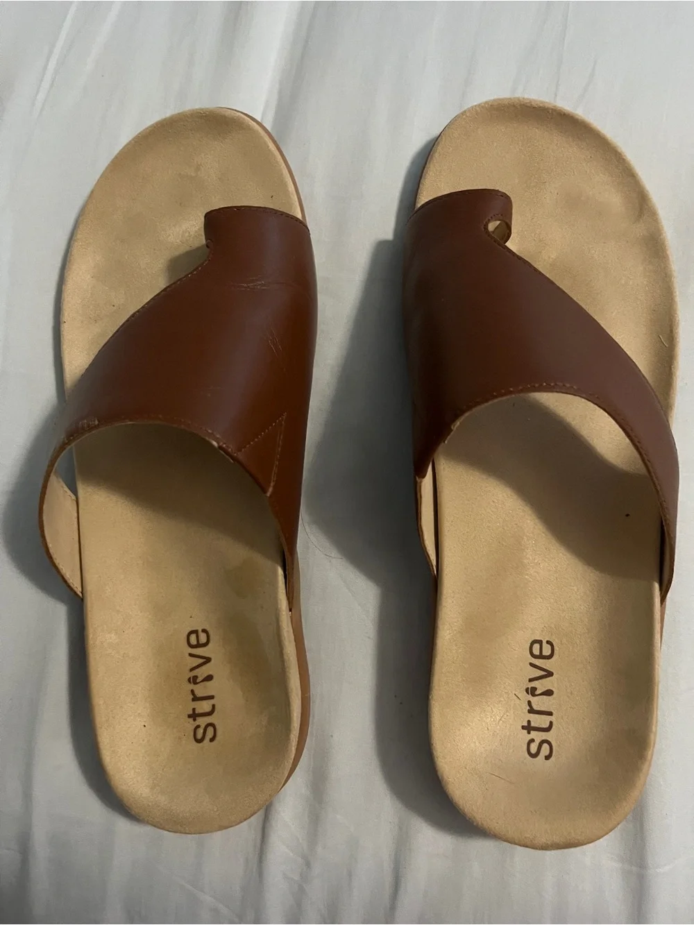 NWOT- Strive Capri Sandals, Tan, Size 10